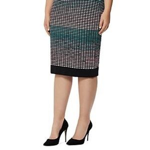Rebel‎ Wilson pink/black/green knit skirt plus size 1X EUC